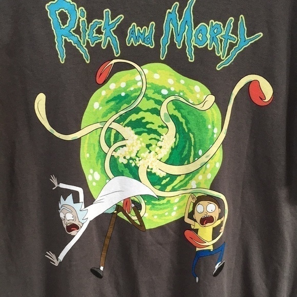 Rick And Morty Portal Mens T-Shirt Large Gray - Picture 2 of 4